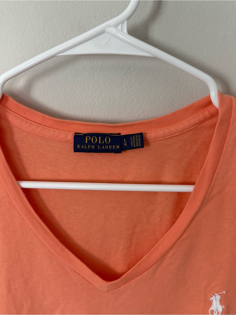Polo Ralph Lauren Coral V Neck Pony Logo Tee - Picture 4 of 4